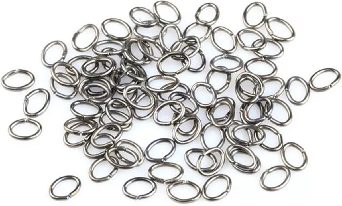 Hobby Sieraden maken| 50 stuks | Zwart |6 mm| Jumping Ring. | Oogjes | Ringetjes | RVS | sluiting